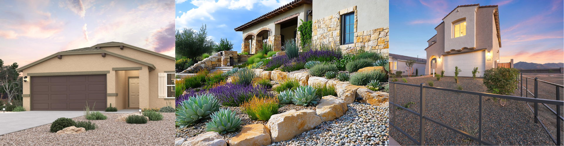 A house with a fence and a garden.