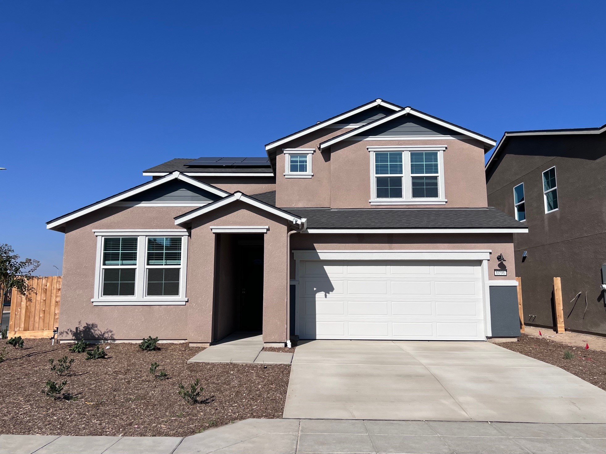 A house with a garage.