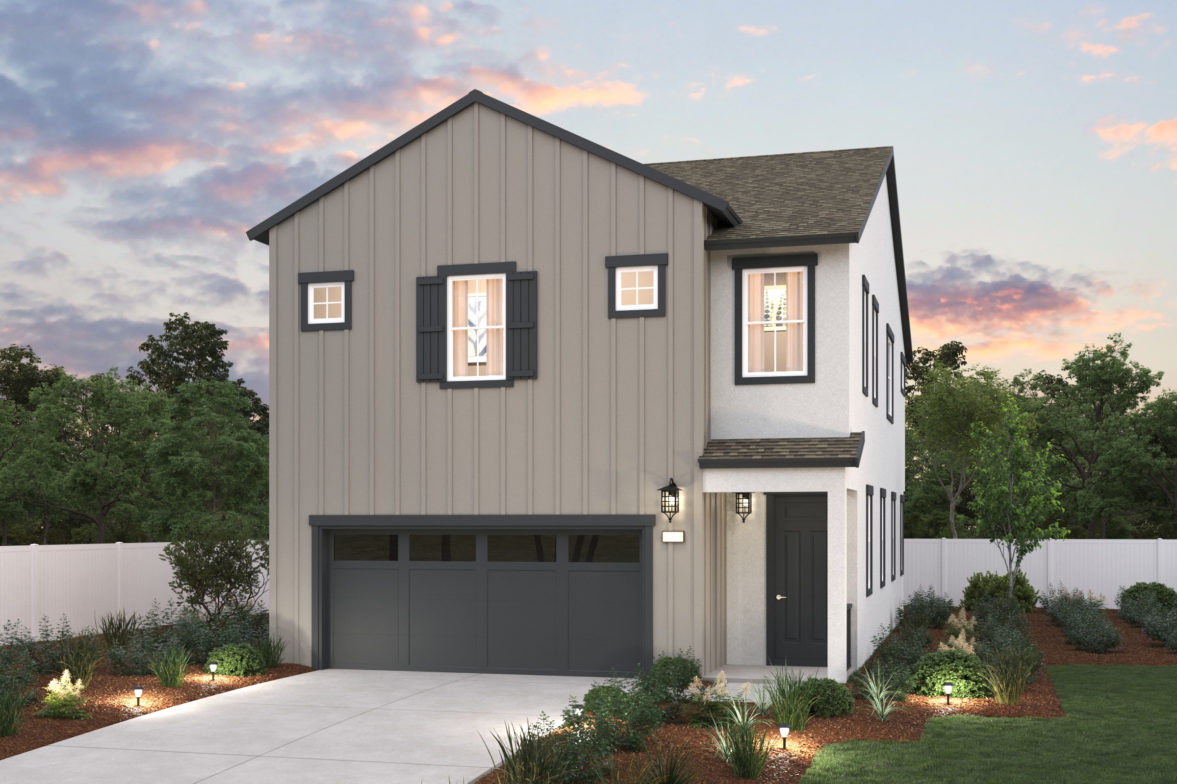 A house with a garage.