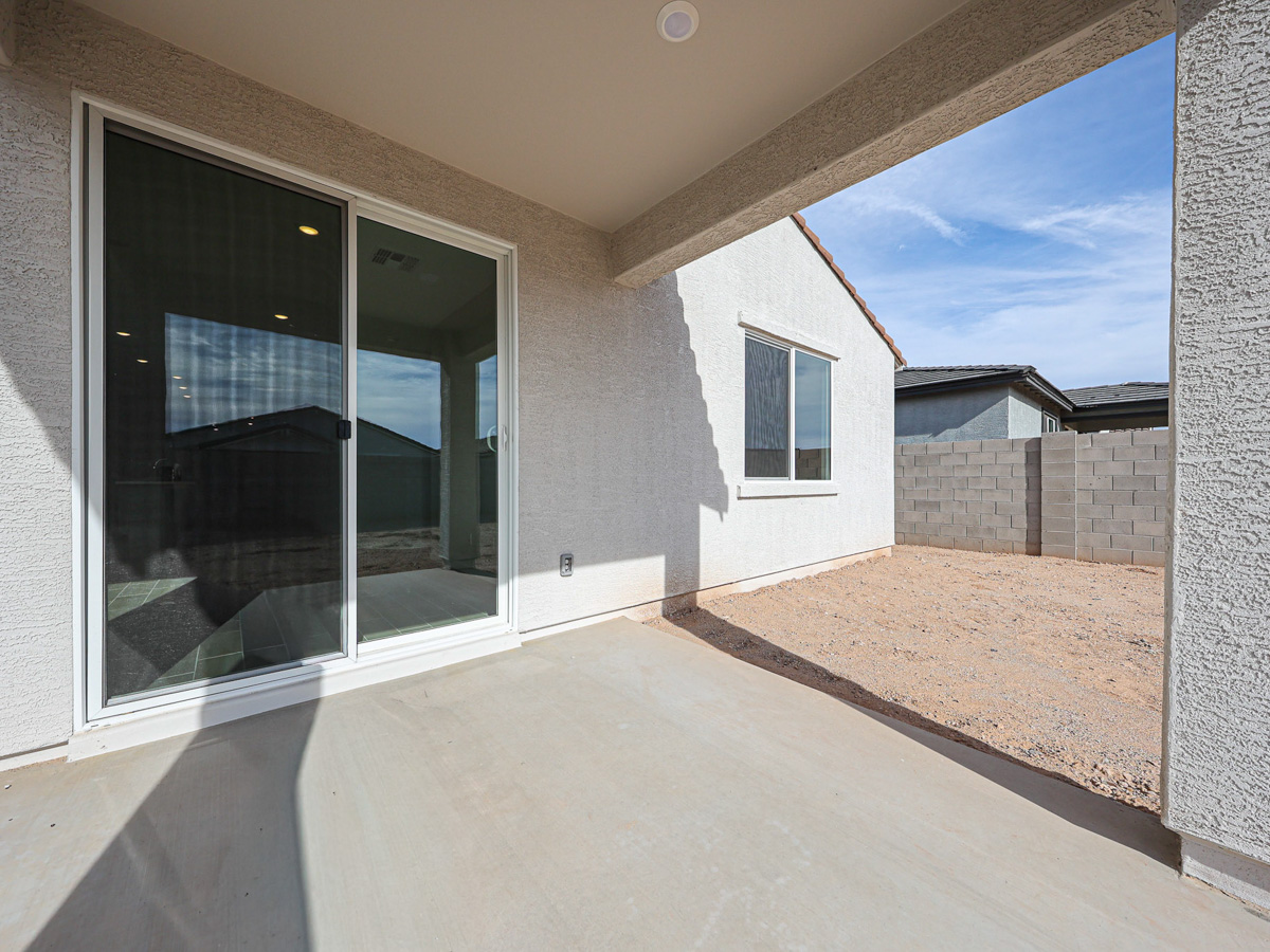 A room with a glass door.