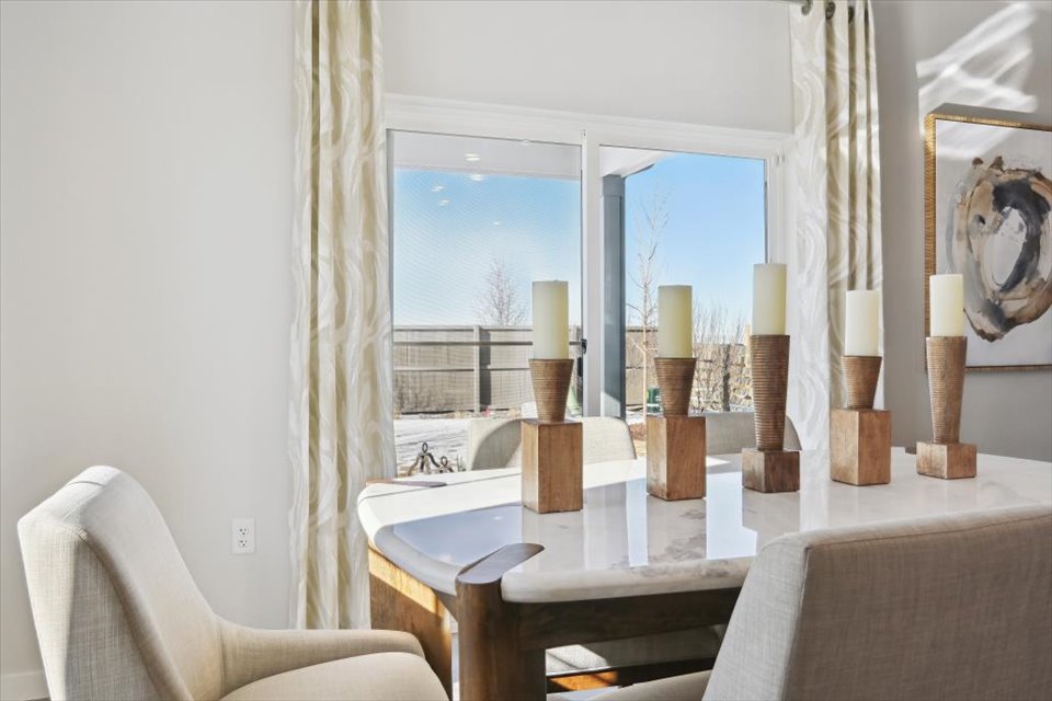 A bathroom with a large window.