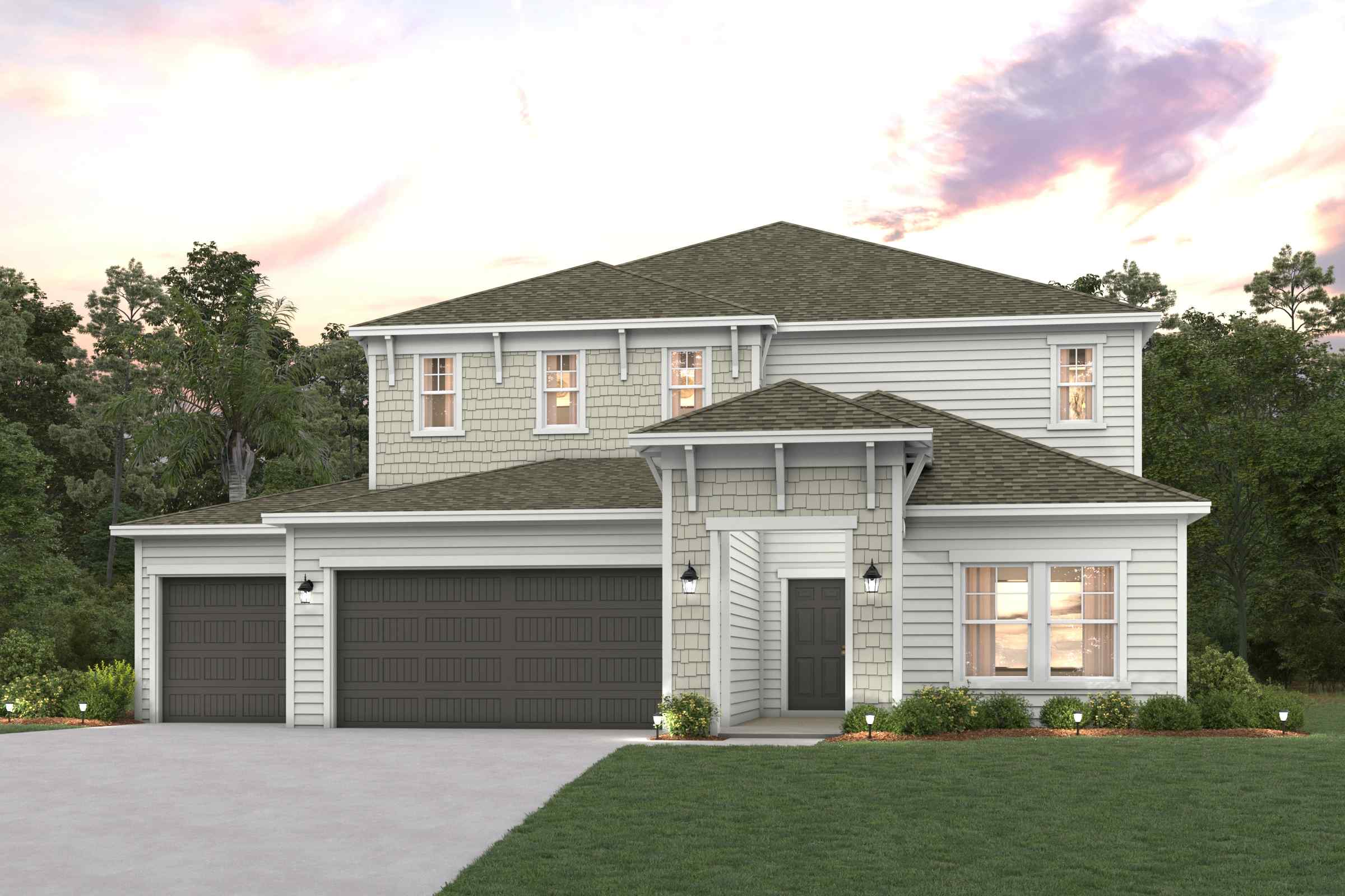 A house with a garage.