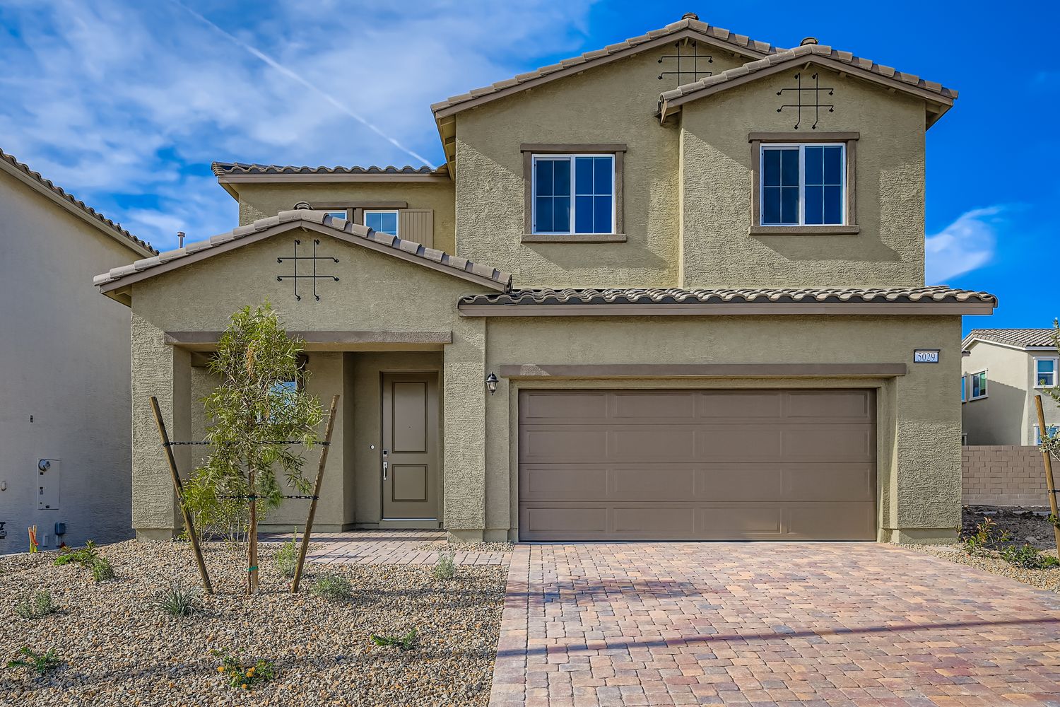 A house with a garage.