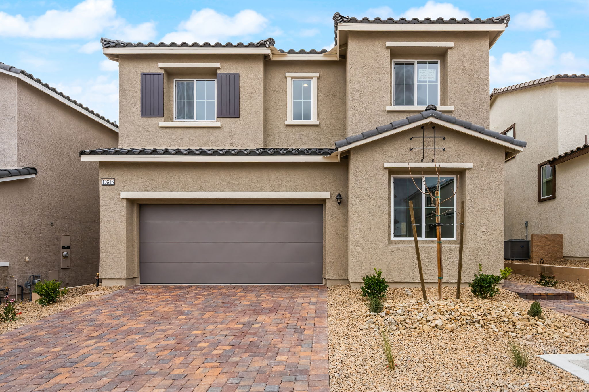A house with a garage.