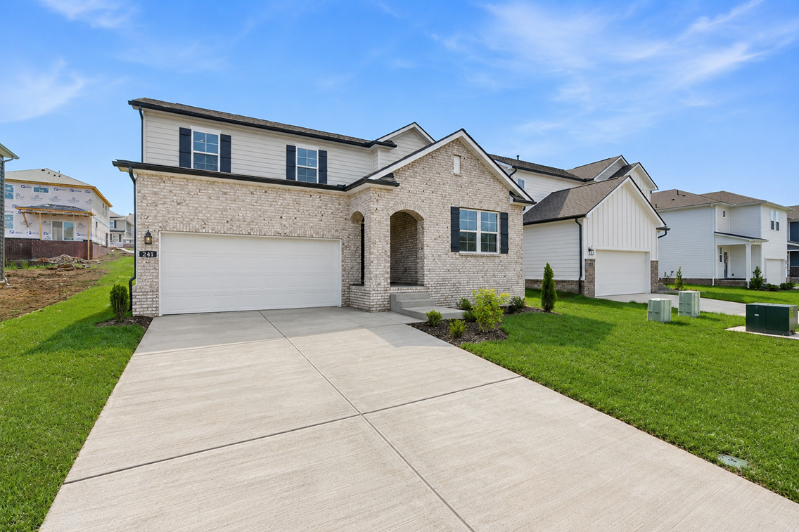 A house with a driveway.