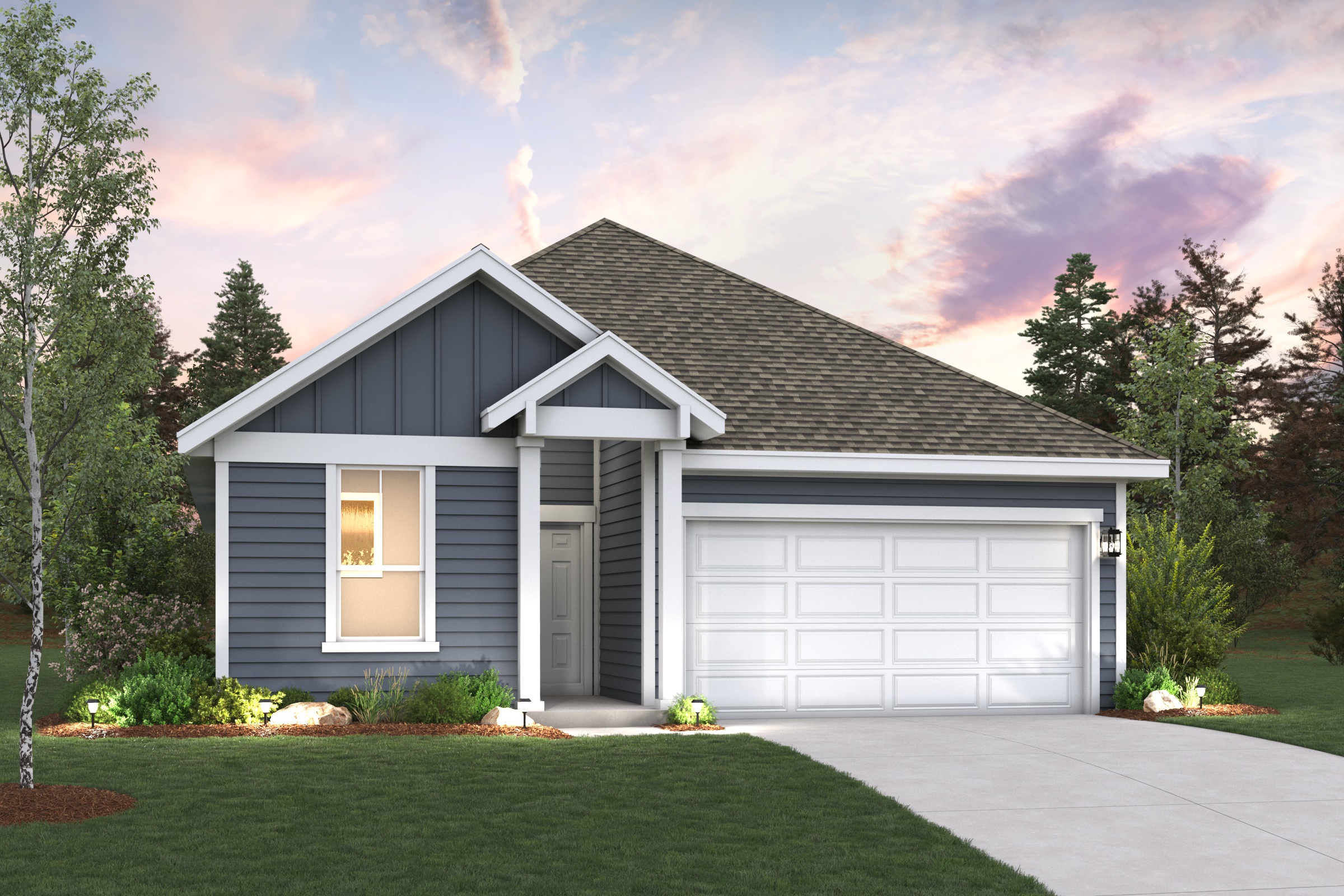 A house with a garage.