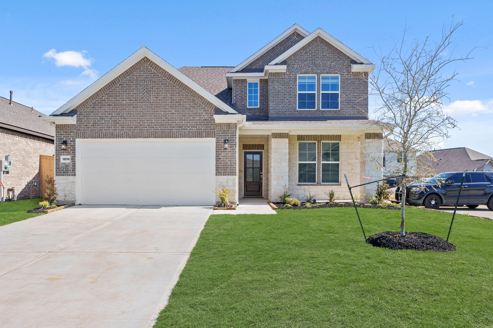 A house with a garage.