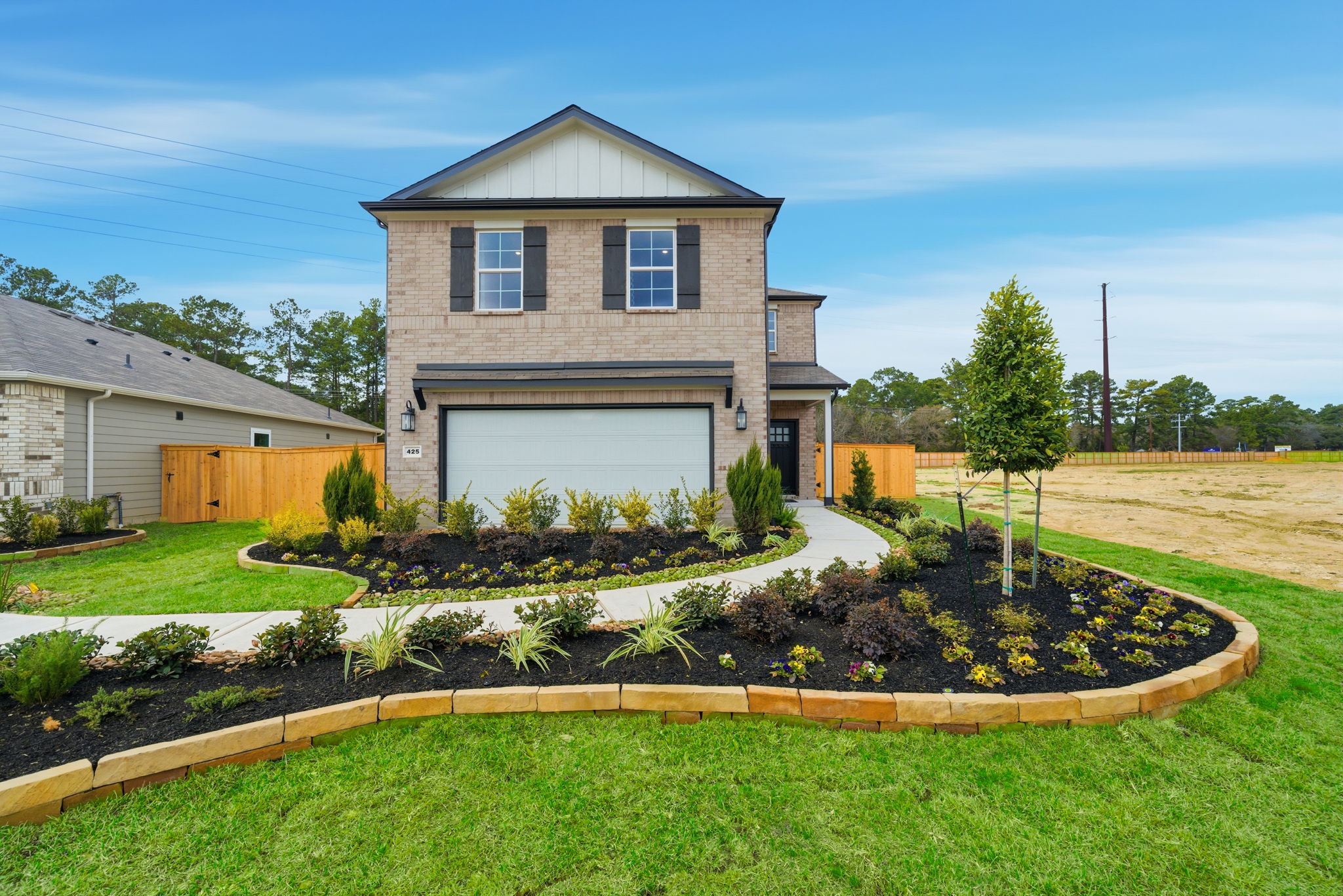 A house with a small garden.