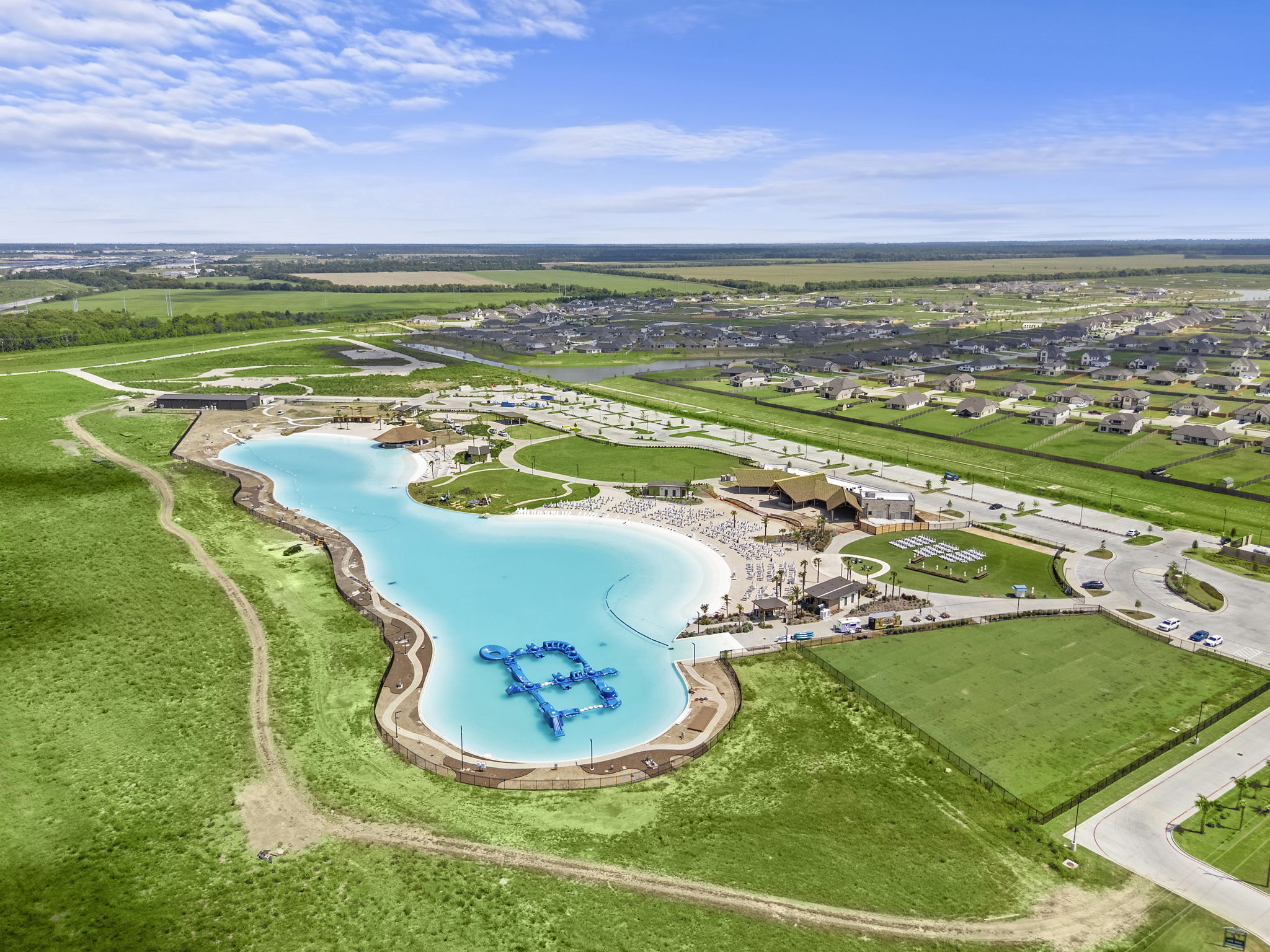 A river running through a city.