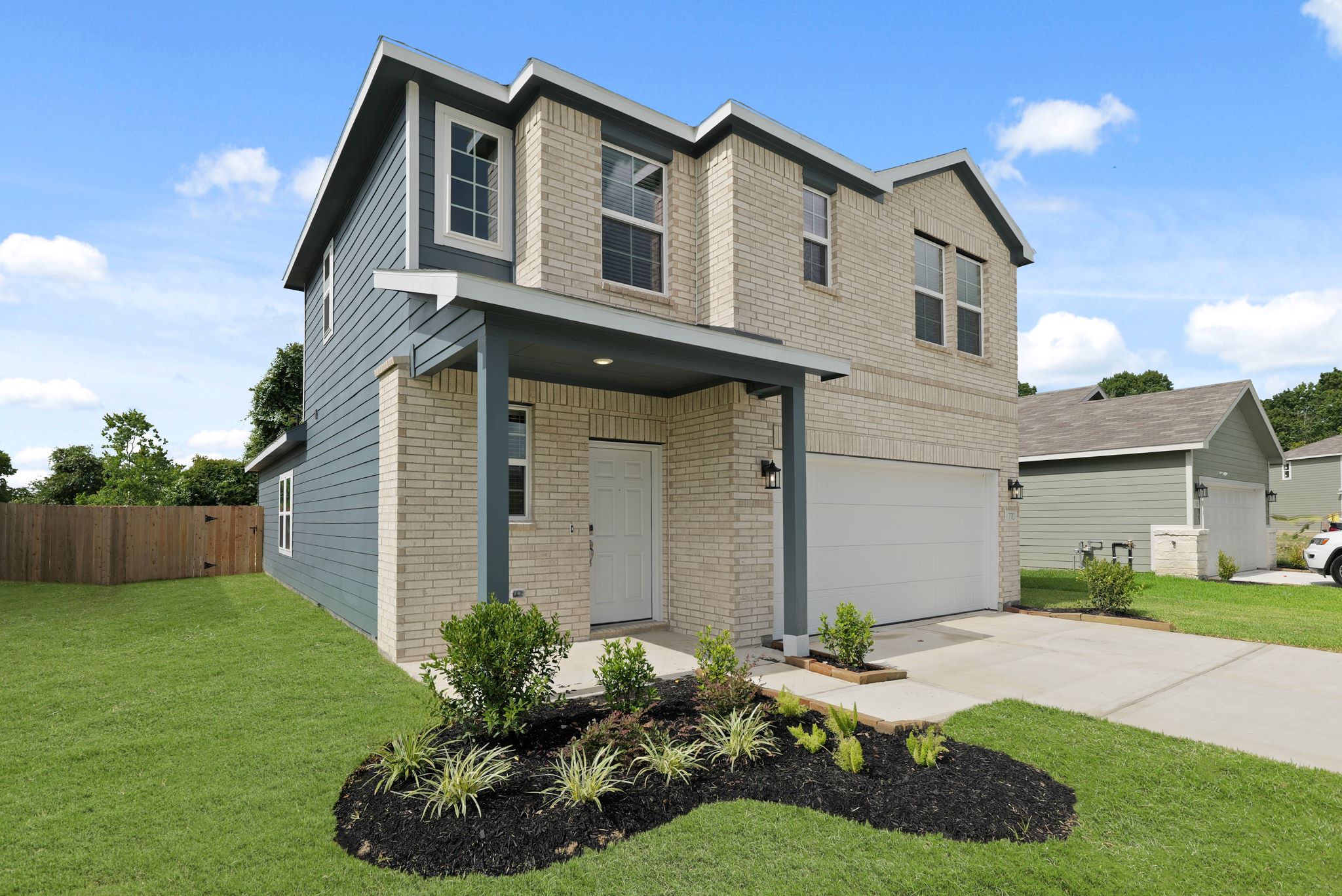 A house with a garage.
