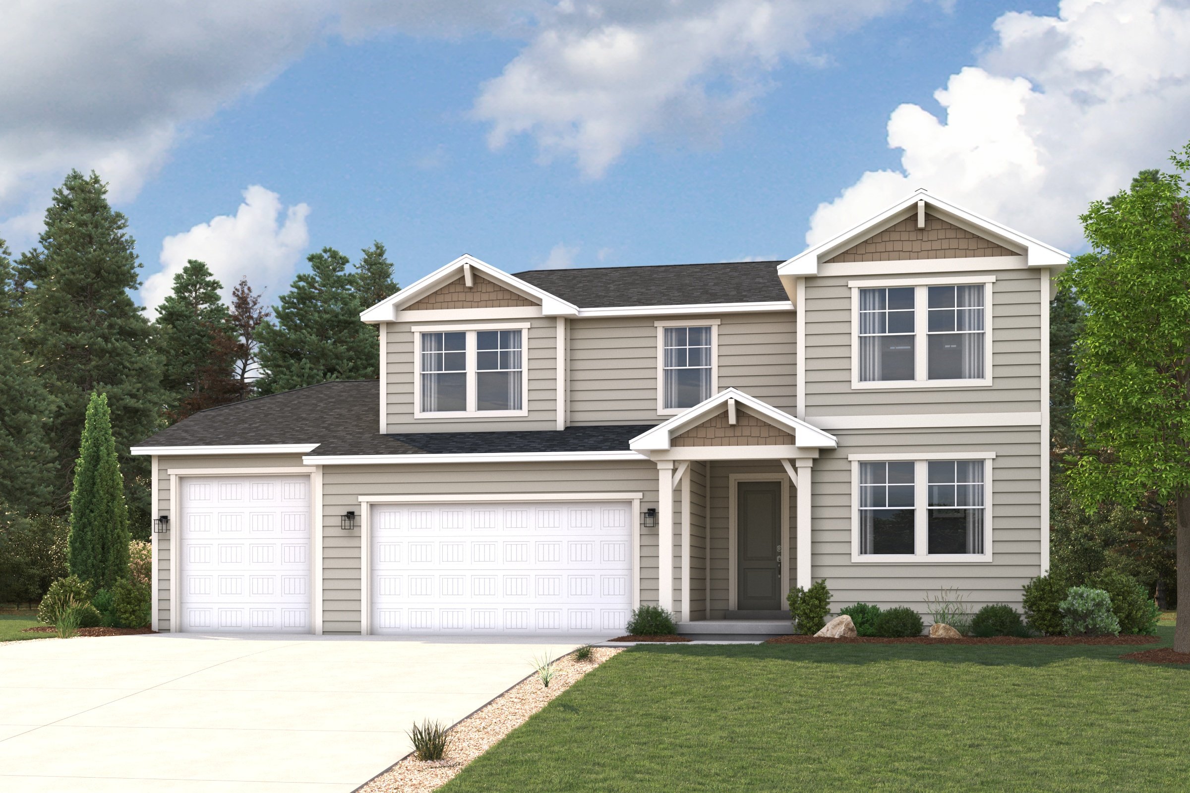 A house with a driveway.