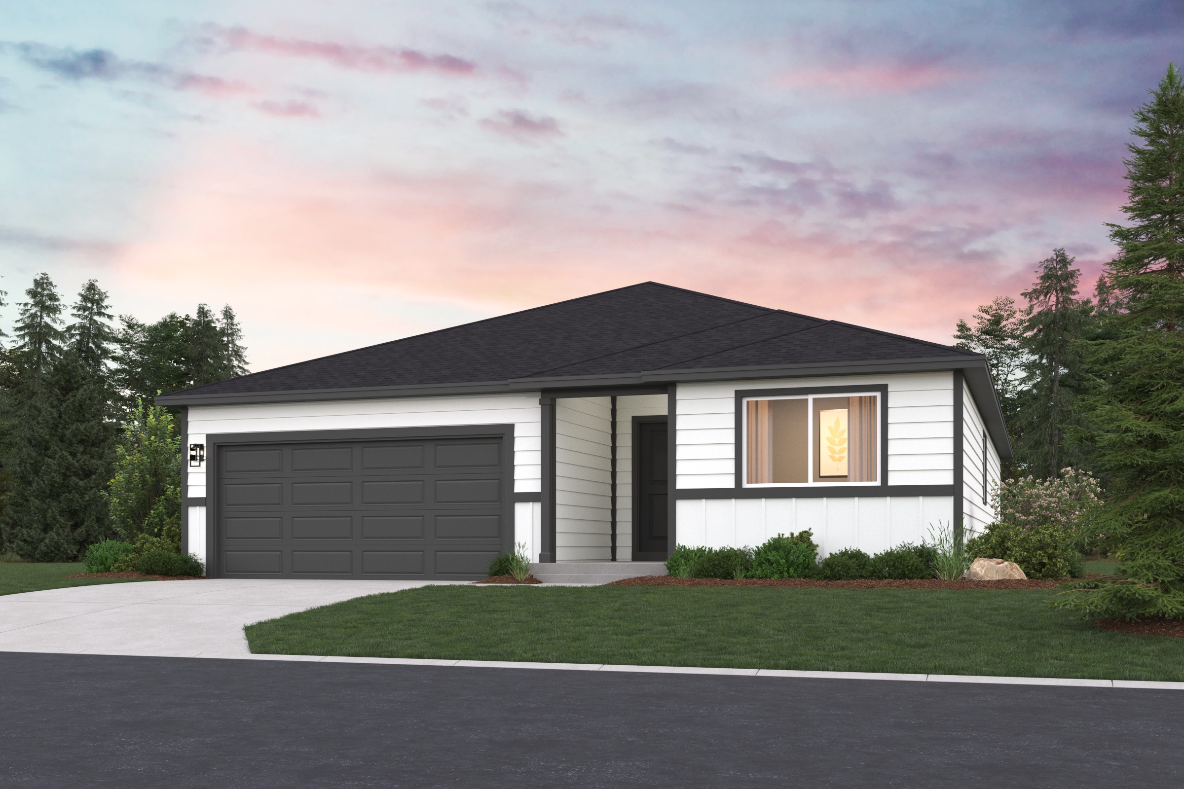 A house with a garage.