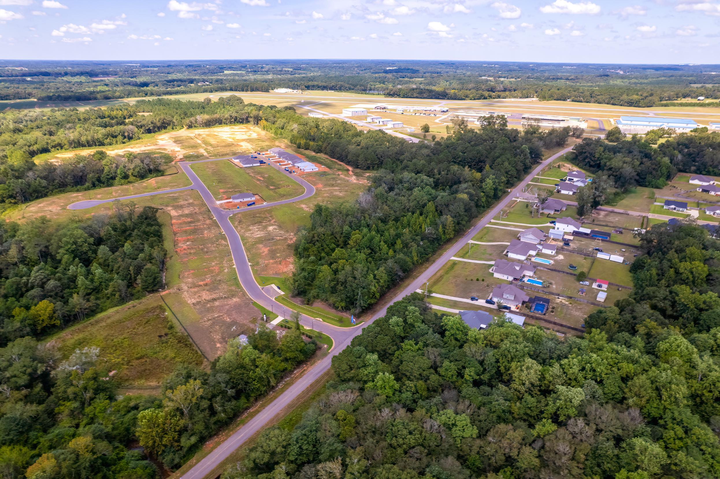 A winding road through a town.