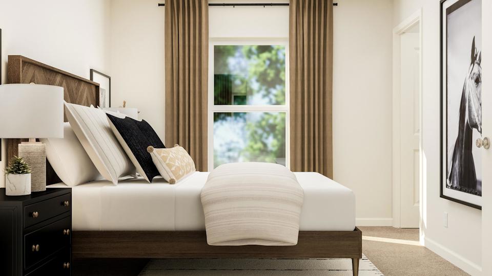 A white couch in a room.