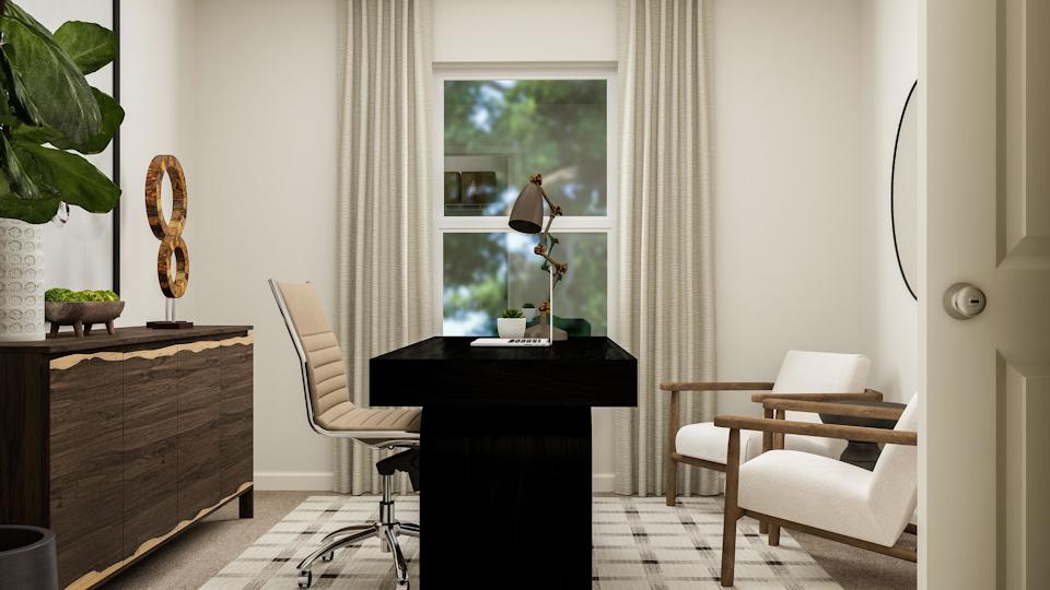 A room with a piano and chairs.