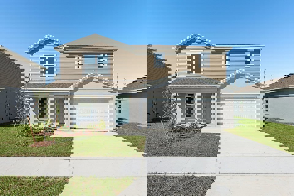 A house with a garage.