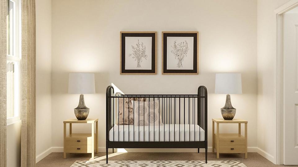 A black and white nursery room.