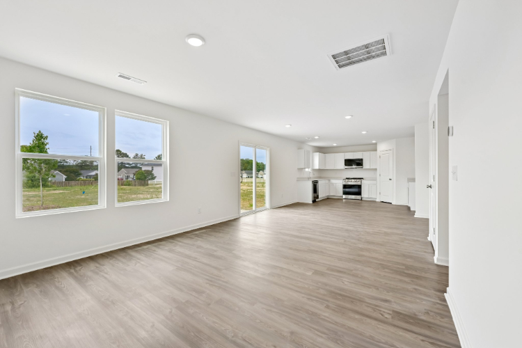 A large empty living room.