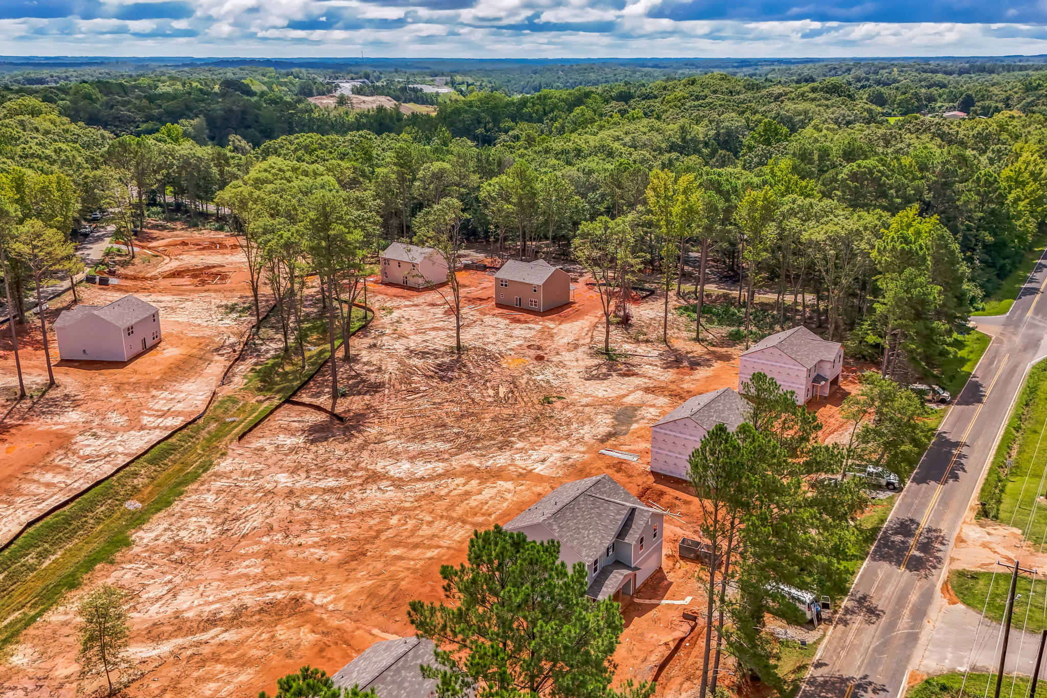 A high angle view of a farm.