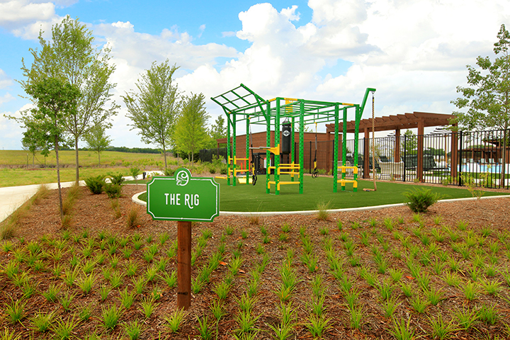 A playground with a slide.